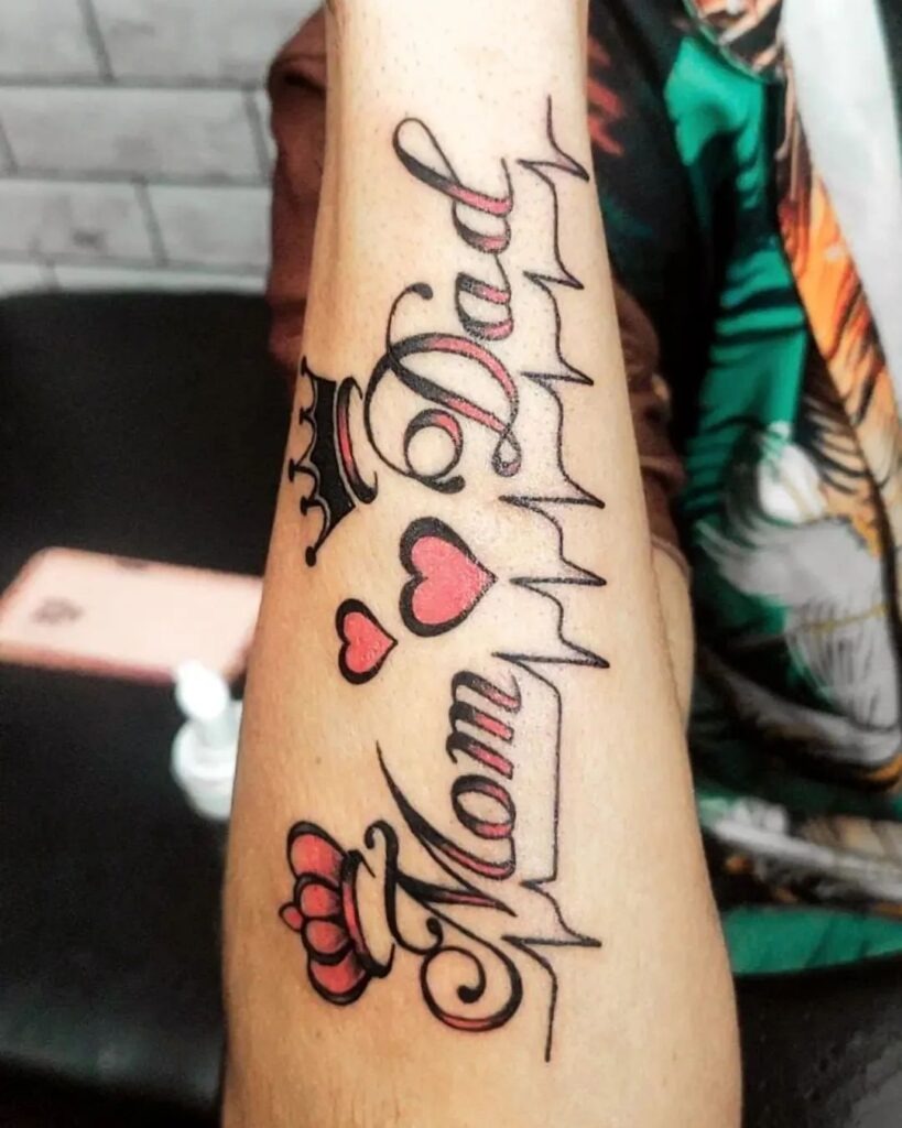 Mom and Dad Crown Heartbeat Tattoo Tattoo Design