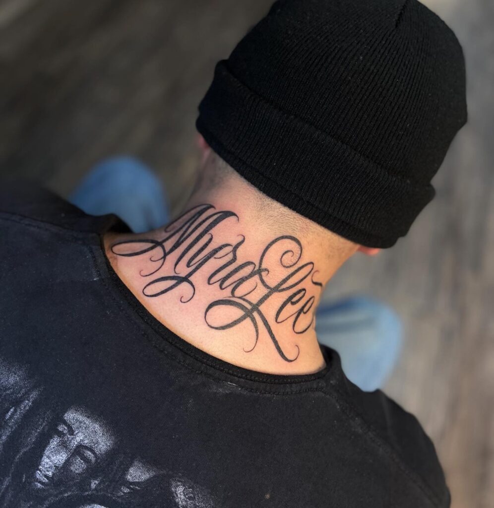 Name Neck Script Tattoo Tattoo Design
