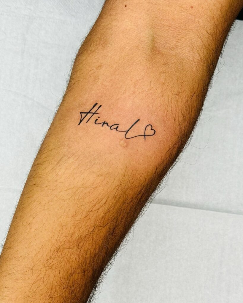 Name with Heart Outline Tattoo Tattoo Design