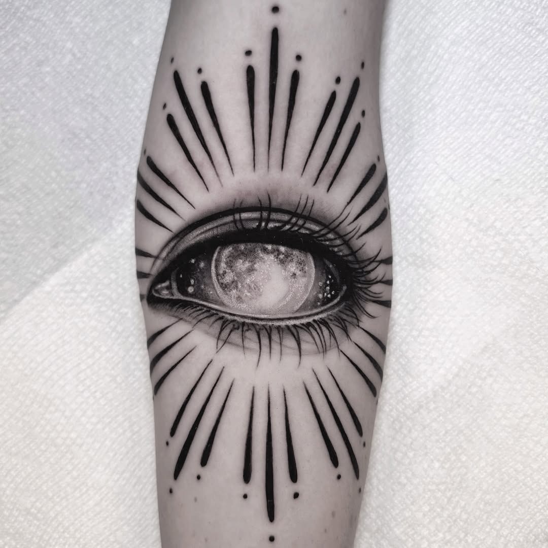 Celestial Eye Tattoo Radiating Mystical Energy Tattoo Design