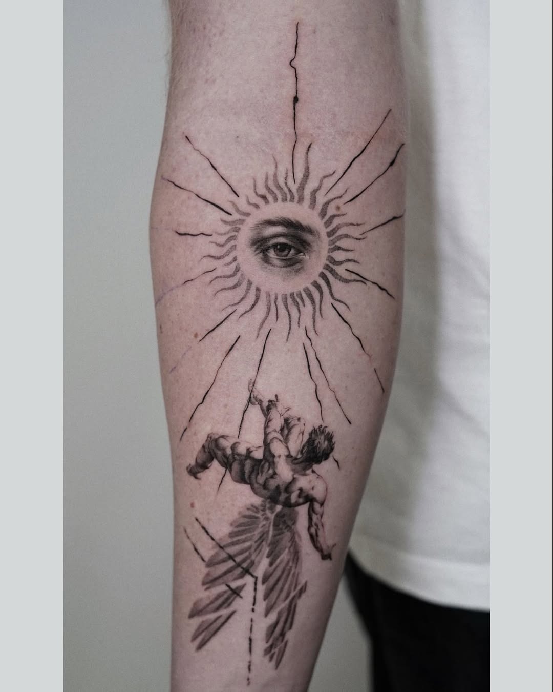 Intricate eye tattoo with celestial elements Tattoo Design