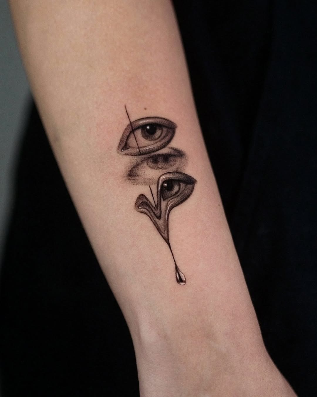 Stylish Eye Tattoo with Melting Effect Tattoo Design