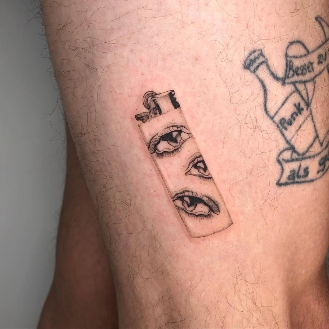 Unique eye tattoo on a lighter design Tattoo Design