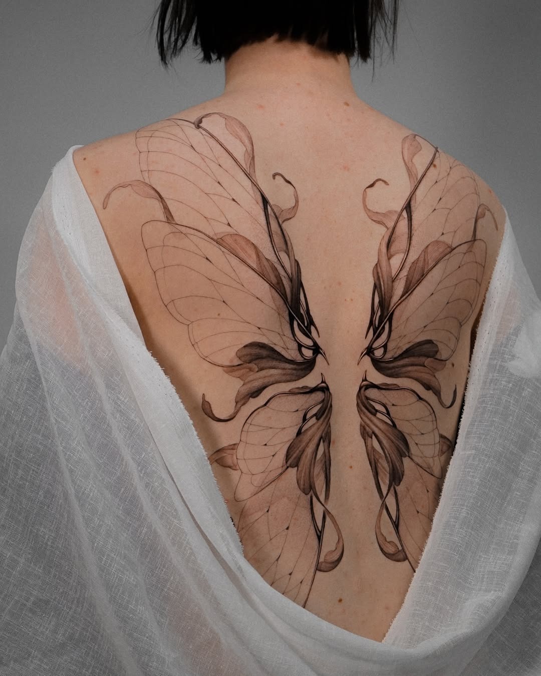 Elegant fairy wing tattoo design on back Tattoo Design