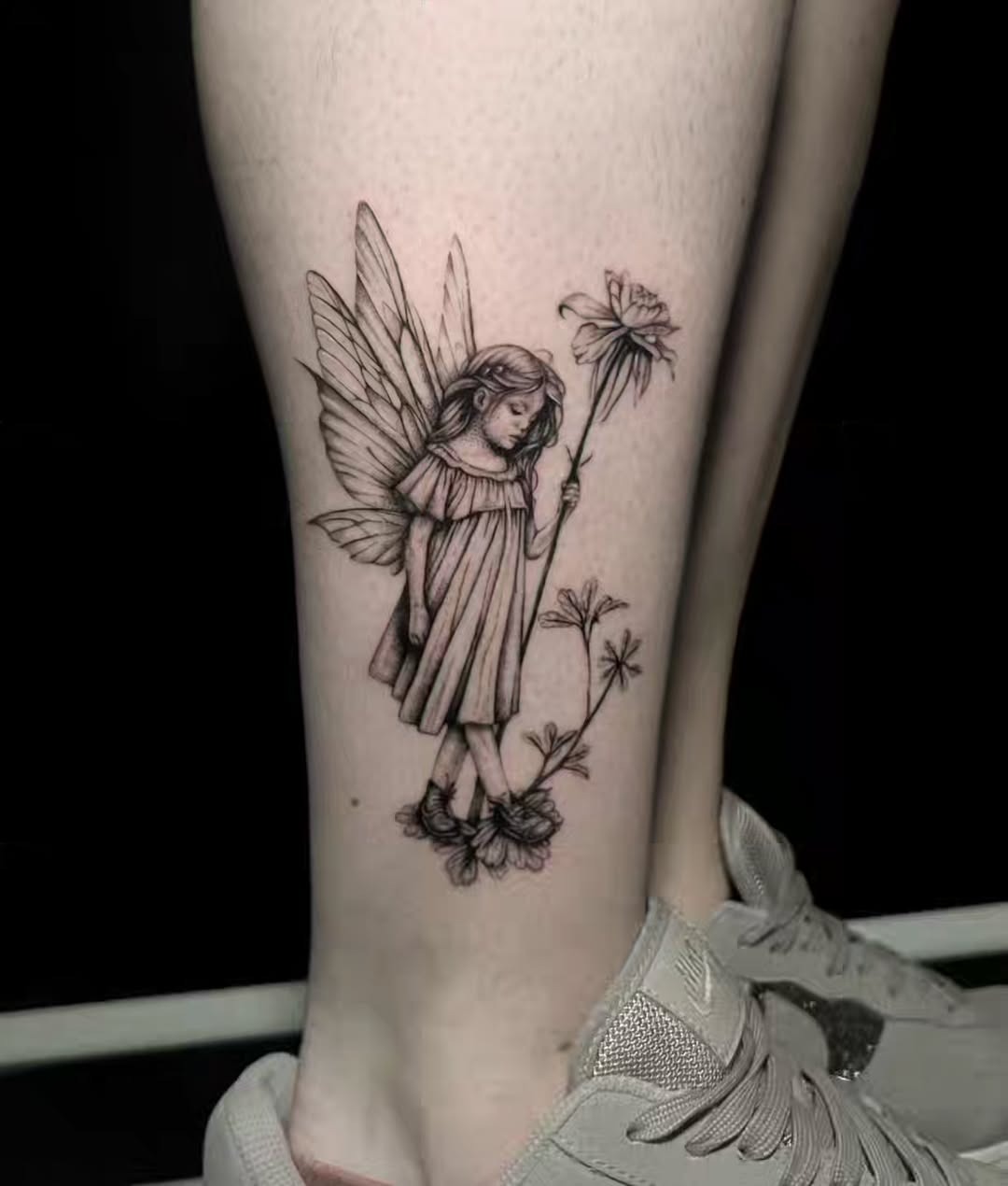 Enchanting fairy tattoo design on the leg Tattoo Design