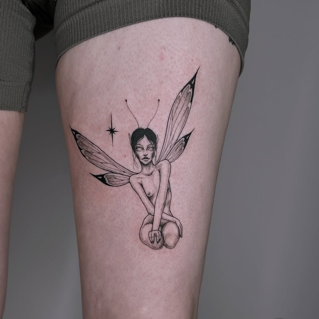 Enchanting fairy tattoo with intricate details Tattoo Design