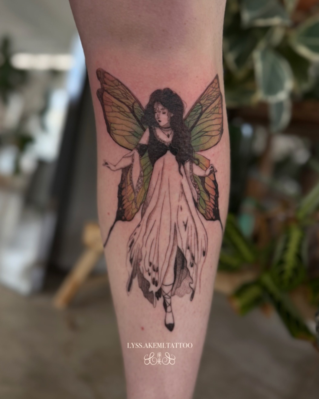 Enchanting fairy with vibrant butterfly wings Tattoo Design