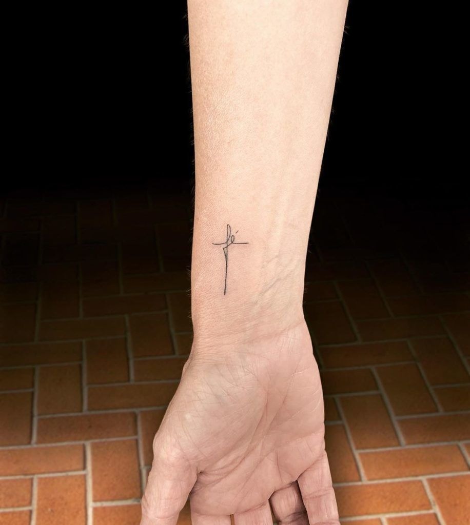 Small Cubed Style Cross Faith Tattoo Tattoo Design