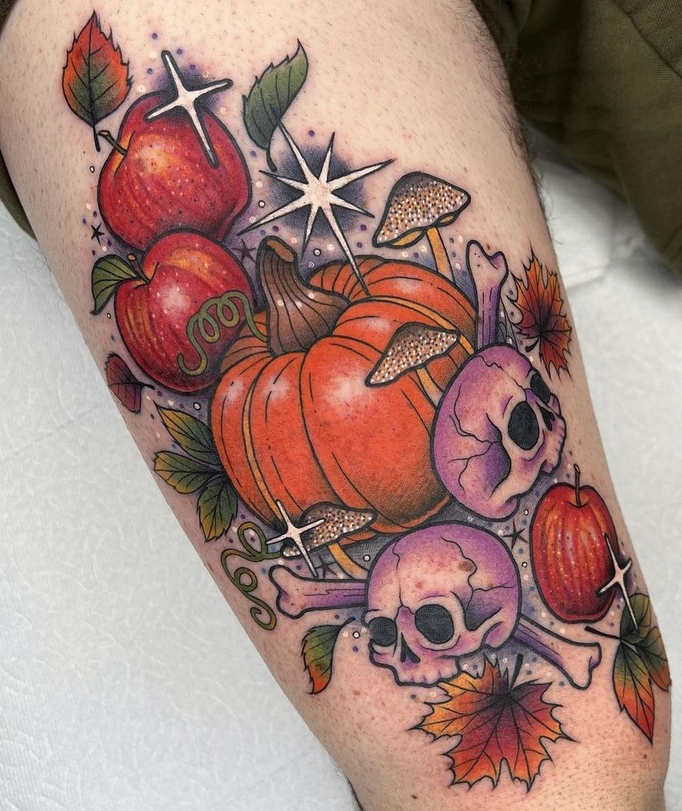Autumn Minimalist Floral Hug Tattoo Design