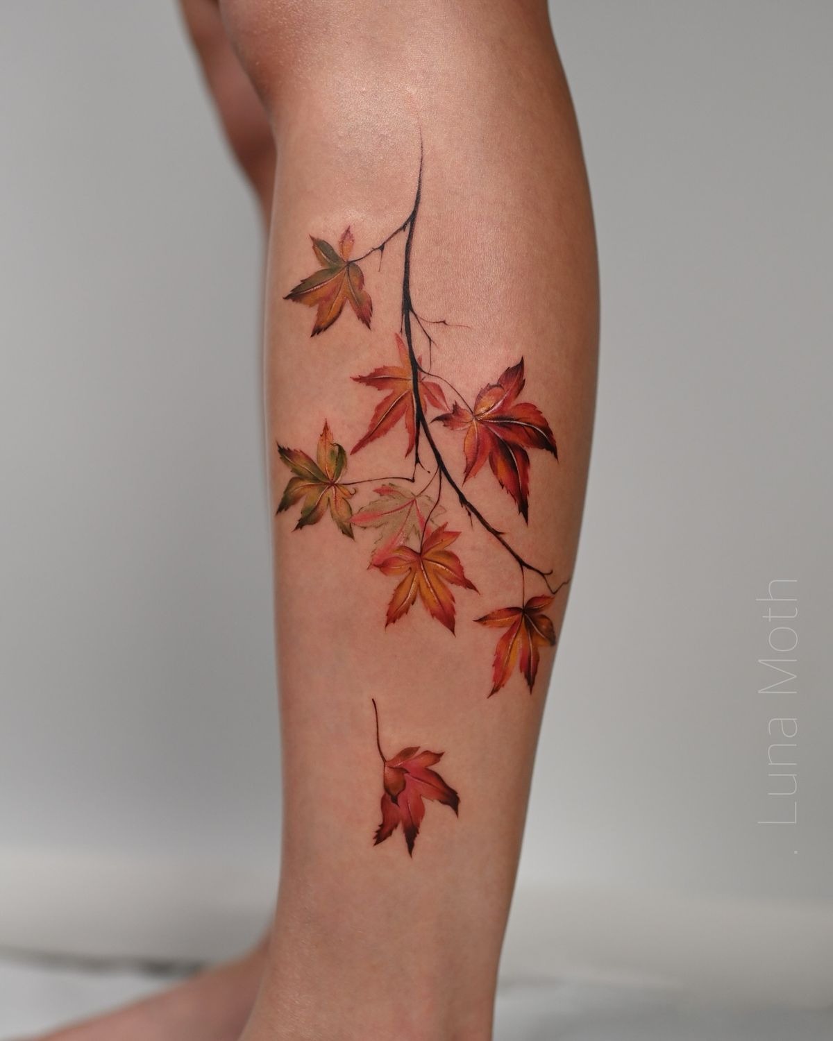 Cascading Maple Branch Tattoo Design