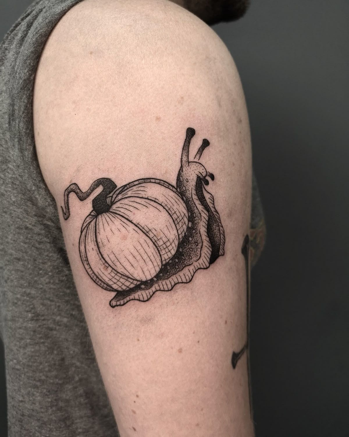 Snail with Pumpkin Shell Tattoo Design