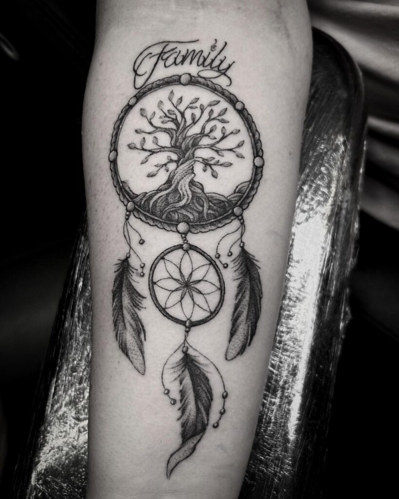 DNA Family Tree Tattoo with German Flag Colors Tattoo Design