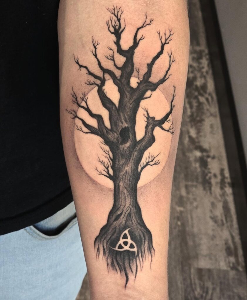 Elegant Black Family Tree Tattoo Tattoo Design