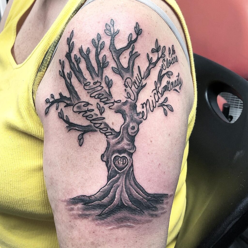 Family Tree Tattoos Ideas with Names Tattoo Design