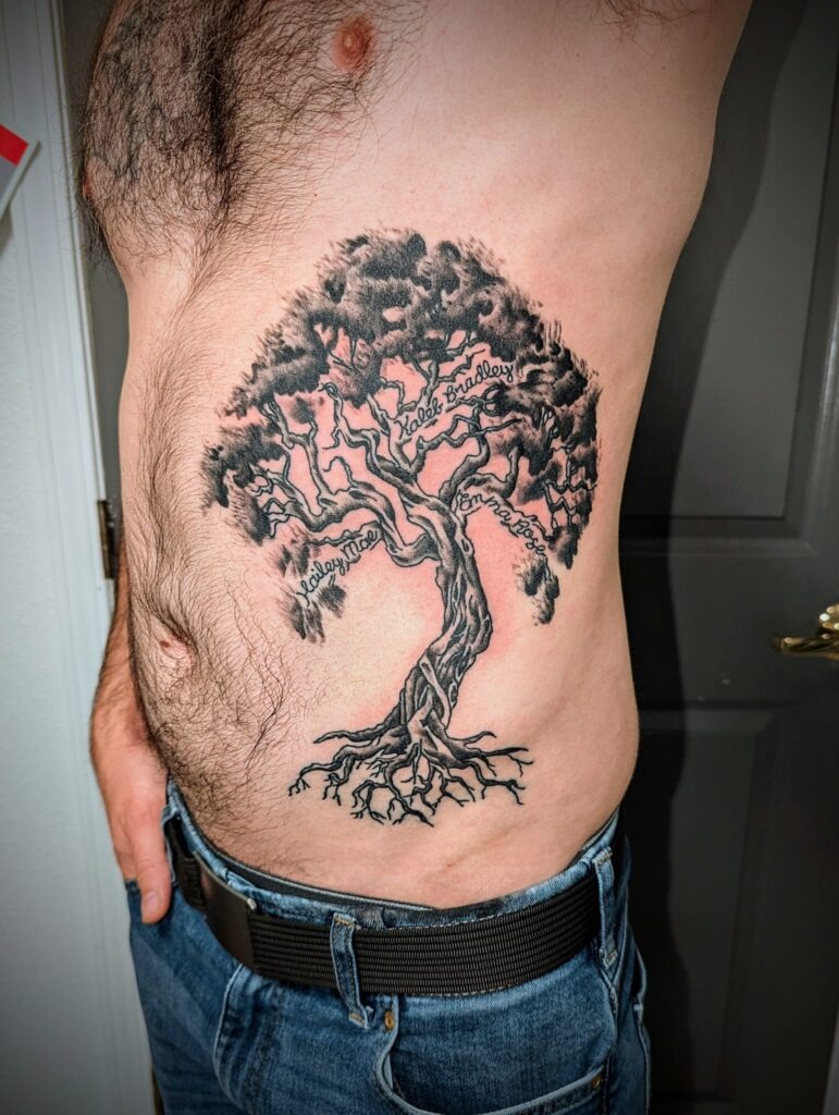 Family Tree with Vibrant Leaves Tattoo Tattoo Design