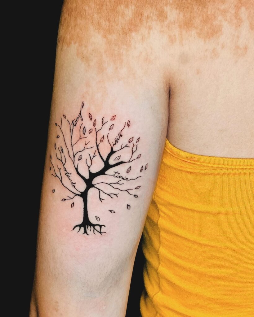 Personalized Family Name Tree Tattoo Tattoo Design