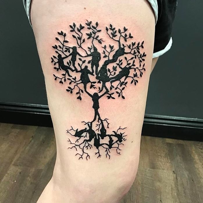 Watercolor Tree Tattoo with Birthstone Colors Tattoo Design