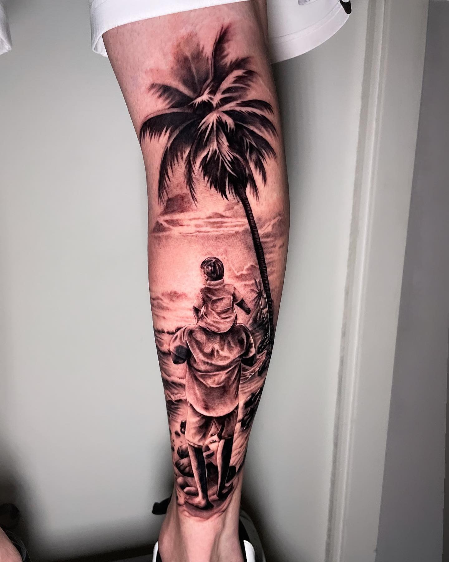 Father and Son Beach Adventure Tattoo Tattoo Design