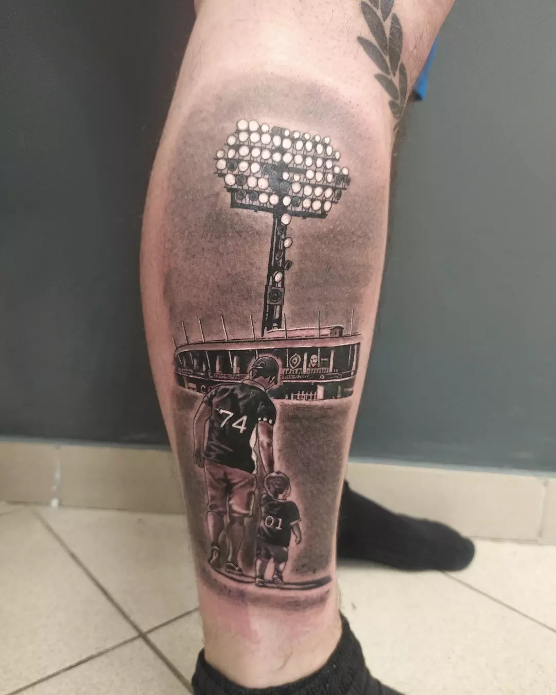 Father and Son Stadium Walk Tattoo Tattoo Design