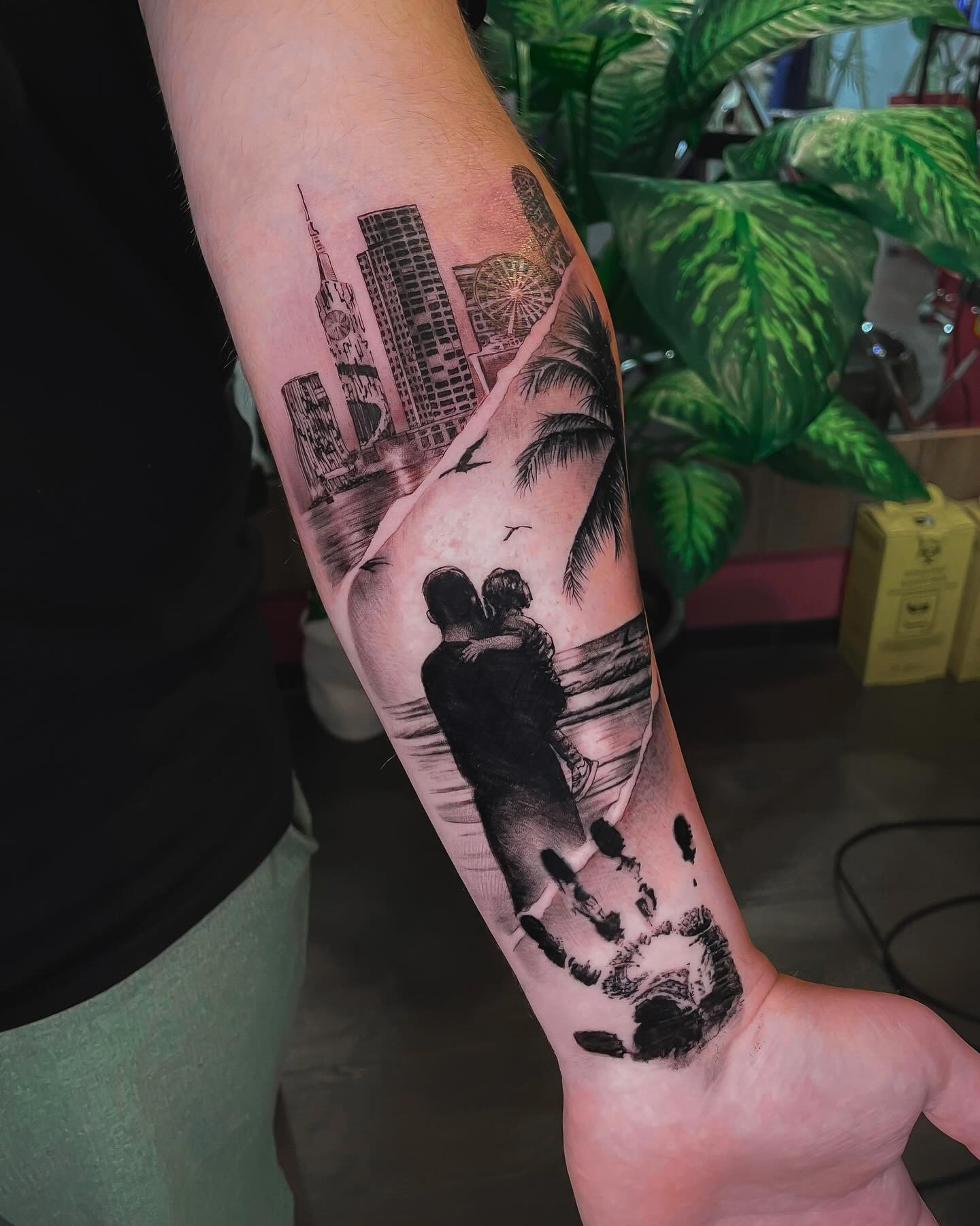 Father and Son Tattoo With Handprint Tattoo Design