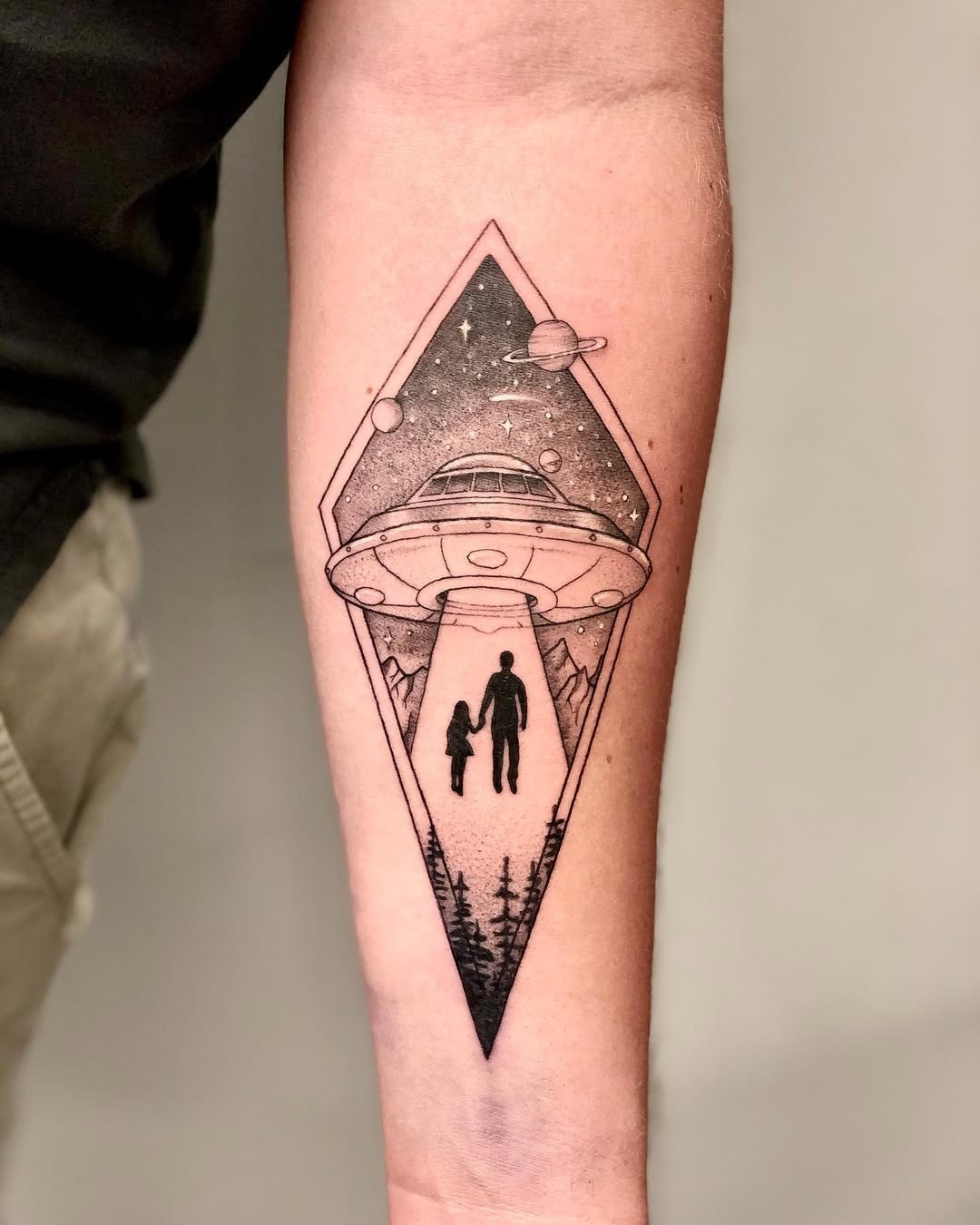 A Cosmic Connection Between Father and Daughter Tattoo Design