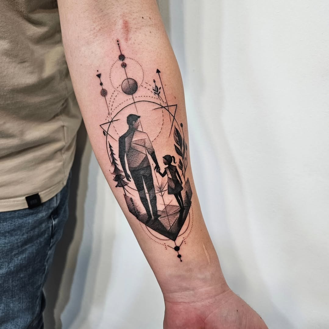 Geometric Father-Daughter Connection Tattoo Tattoo Design