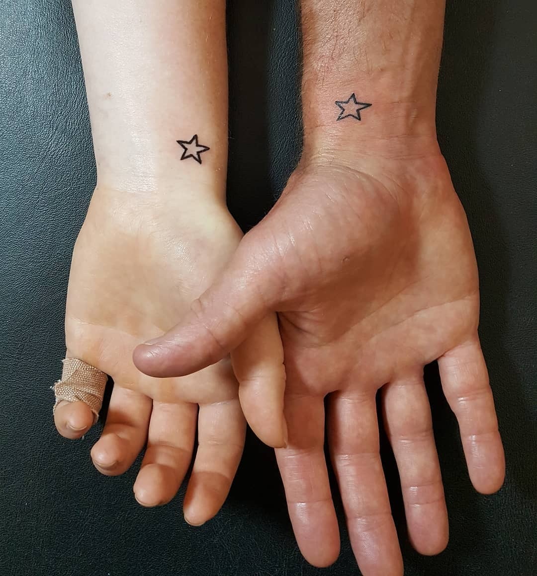Matching Star Tattoos for Father and Daughter Tattoo Design