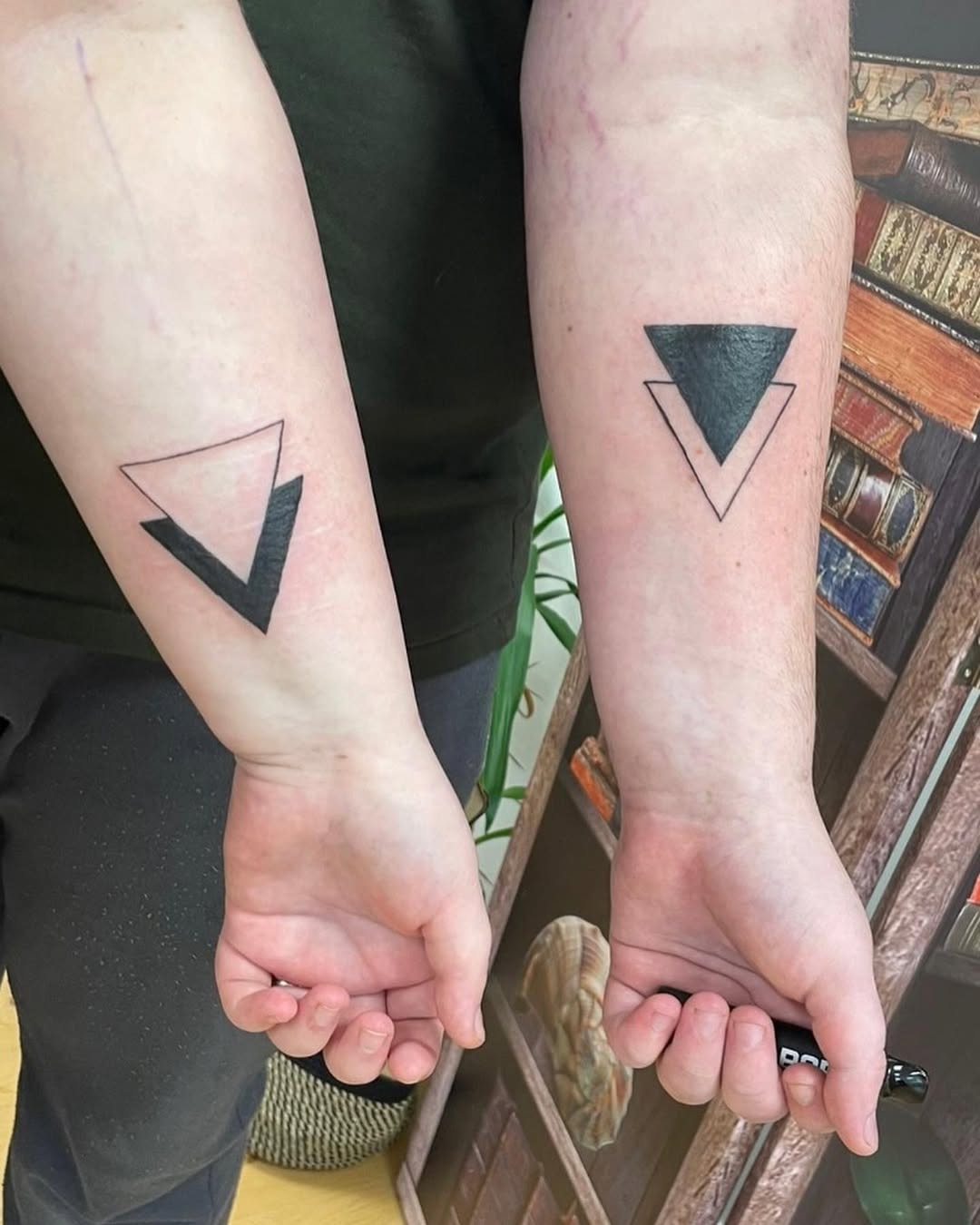 Stylish geometric father-daughter matching tattoos Tattoo Design