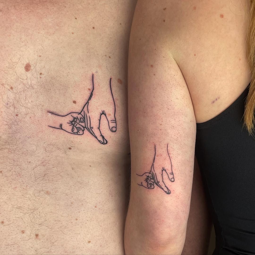 Symbolic father-daughter hand tattoos connection Tattoo Design