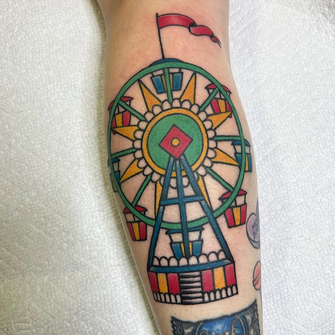 A vibrant ferris wheel tattoo for joy Tattoo Design