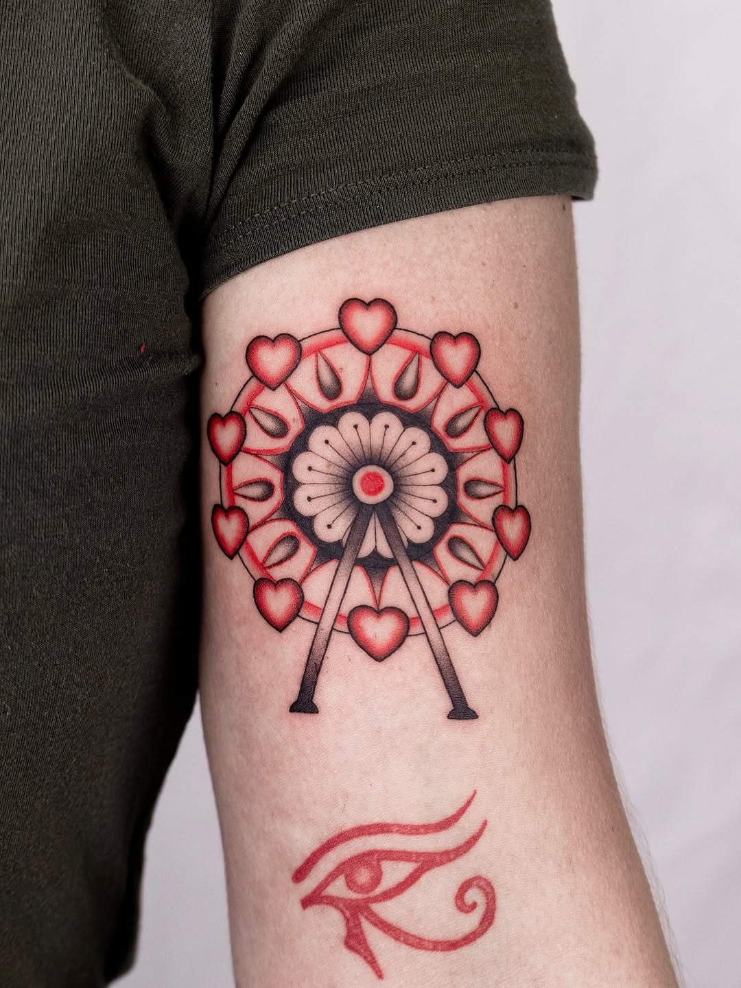 Charming Ferris Wheel Tattoo with Heart Details Tattoo Design