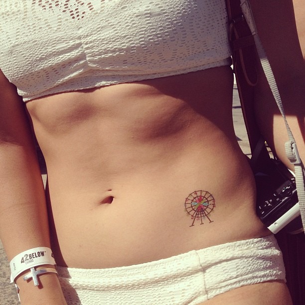 Colorful Ferris Wheel Tattoo on the Side Tattoo Design