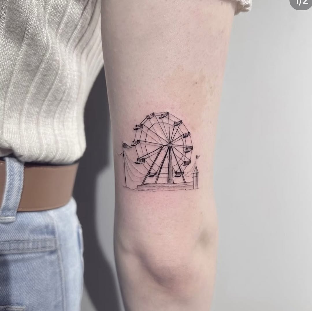 Elegant Ferris wheel tattoo in minimalist style Tattoo Design