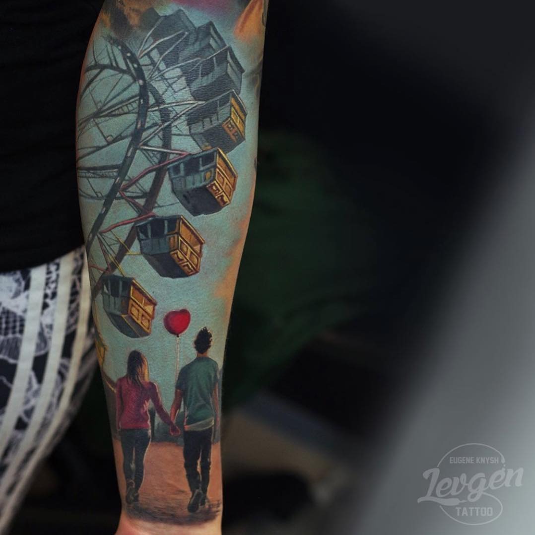 Romantic ferris wheel tattoo depicting love and joy Tattoo Design