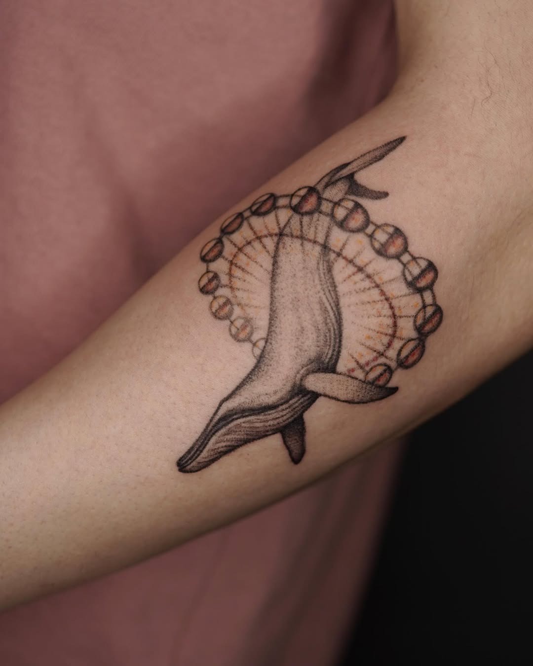 Whimsical dolphin rides a ferris wheel tattoo Tattoo Design