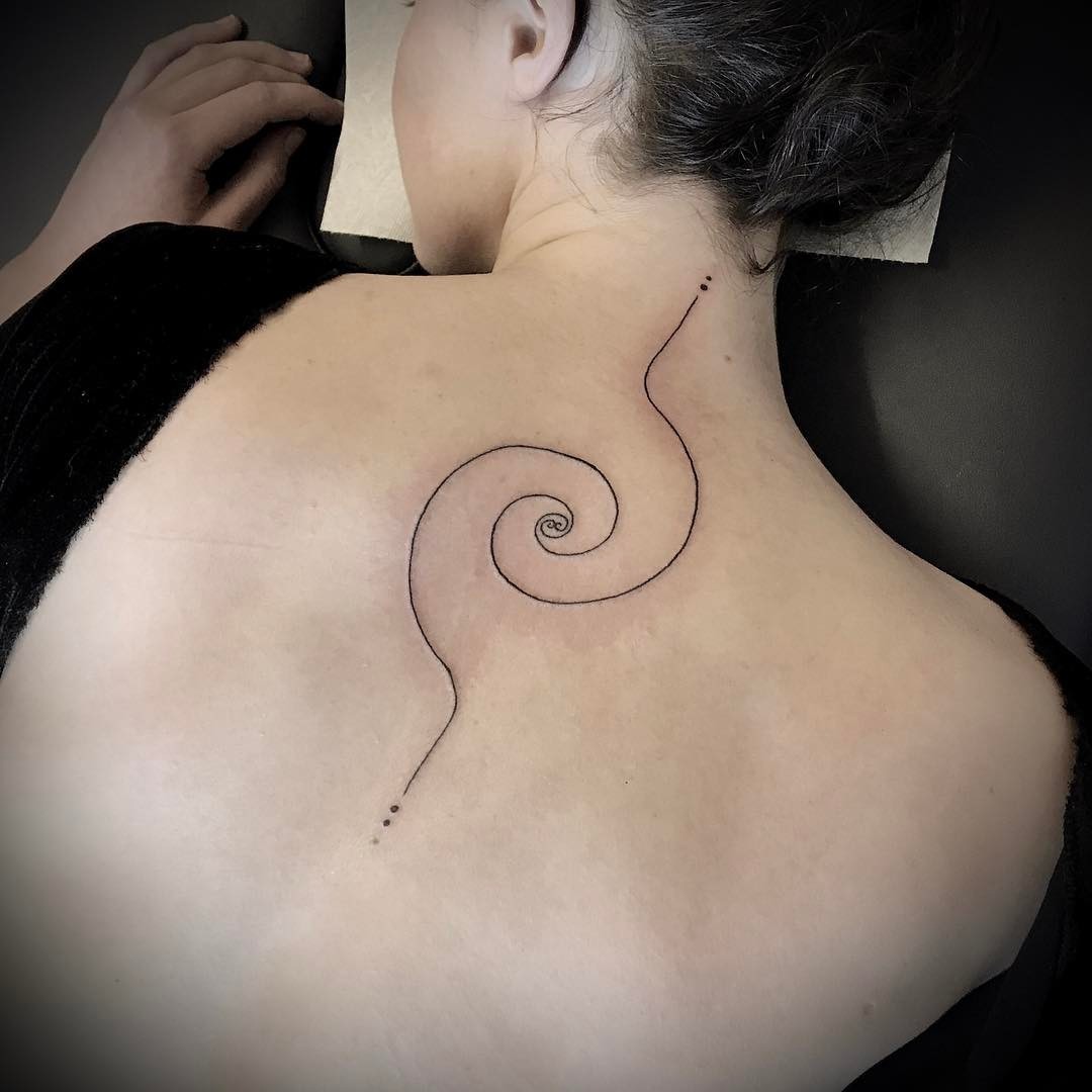 Elegant spiral Fibonacci design on back Tattoo Design