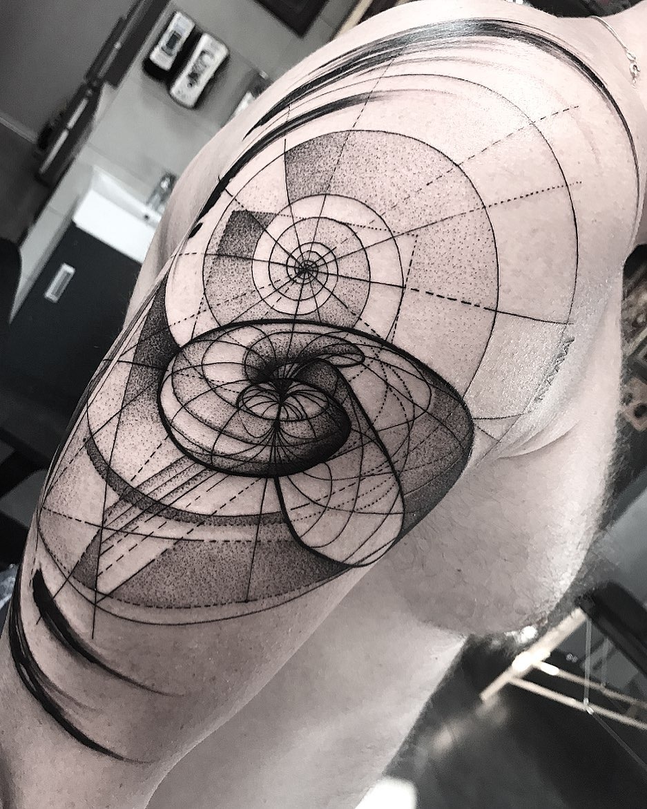 Intricate Fibonacci Spiral Tattoo on Arm Tattoo Design