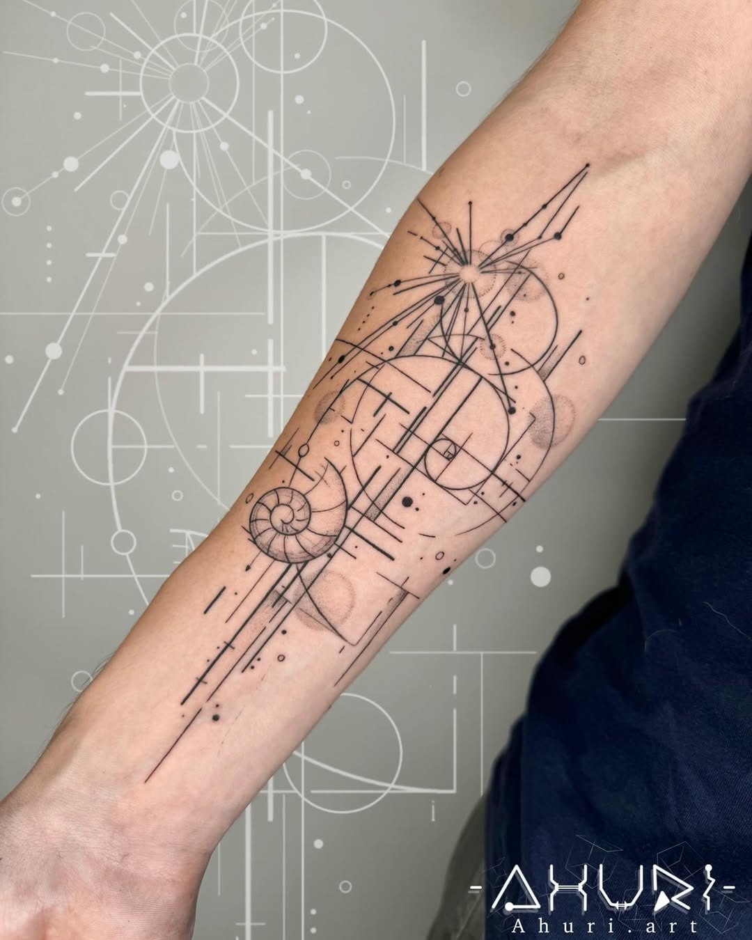 Intricate geometric Fibonacci spiral tattoo design Tattoo Design