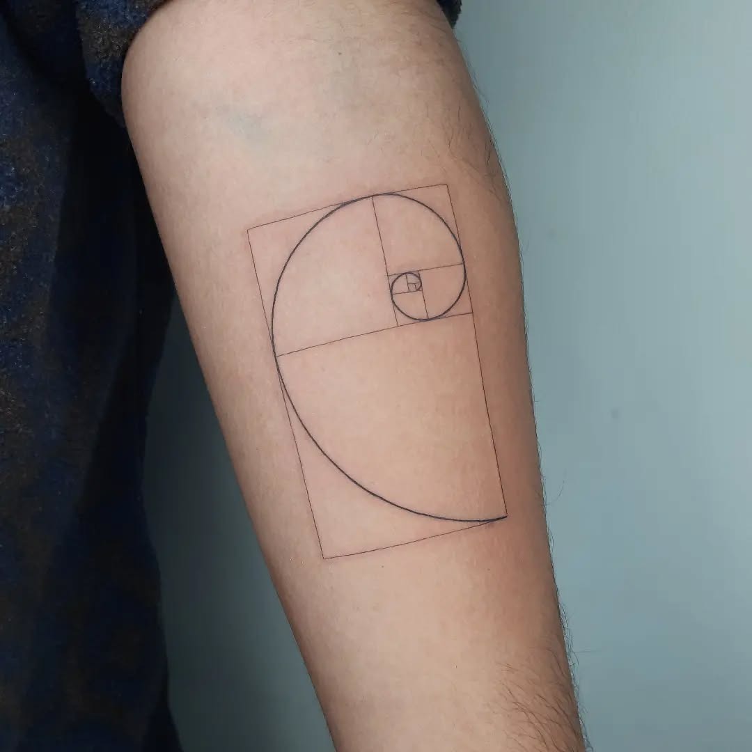 Minimalist Fibonacci Tattoo Design on Arm Tattoo Design