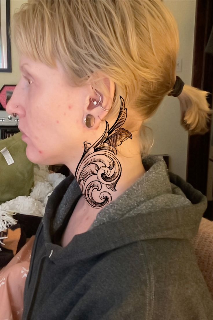 Elegant Neck Filigree Tattoo Tattoo Design