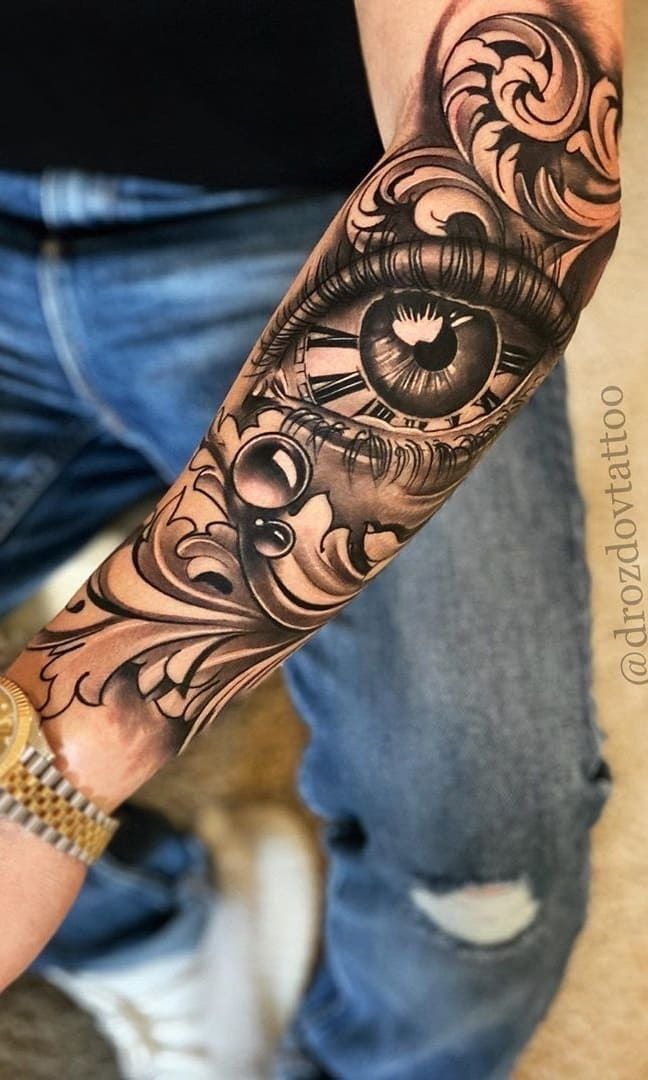 Filigree Eye and Clock Tattoo Tattoo Design