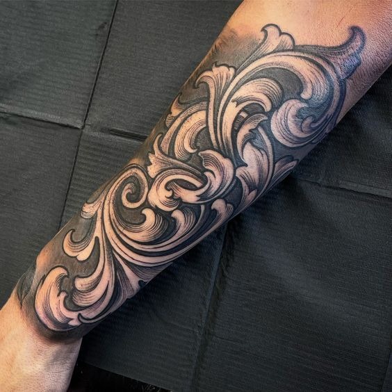 Flowing Filigree Sleeve Section Tattoo Design