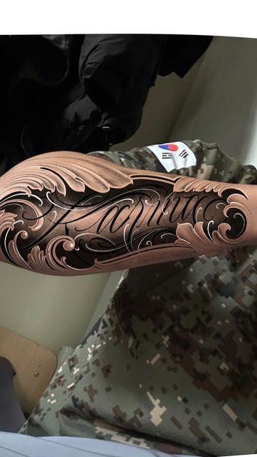 Script and Filigree Tattoo Tattoo Design