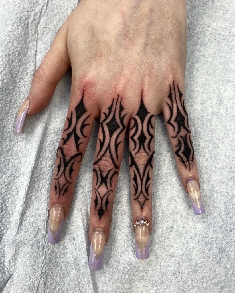 Botanical and Celestial Finger Tattoo Set Tattoo Design