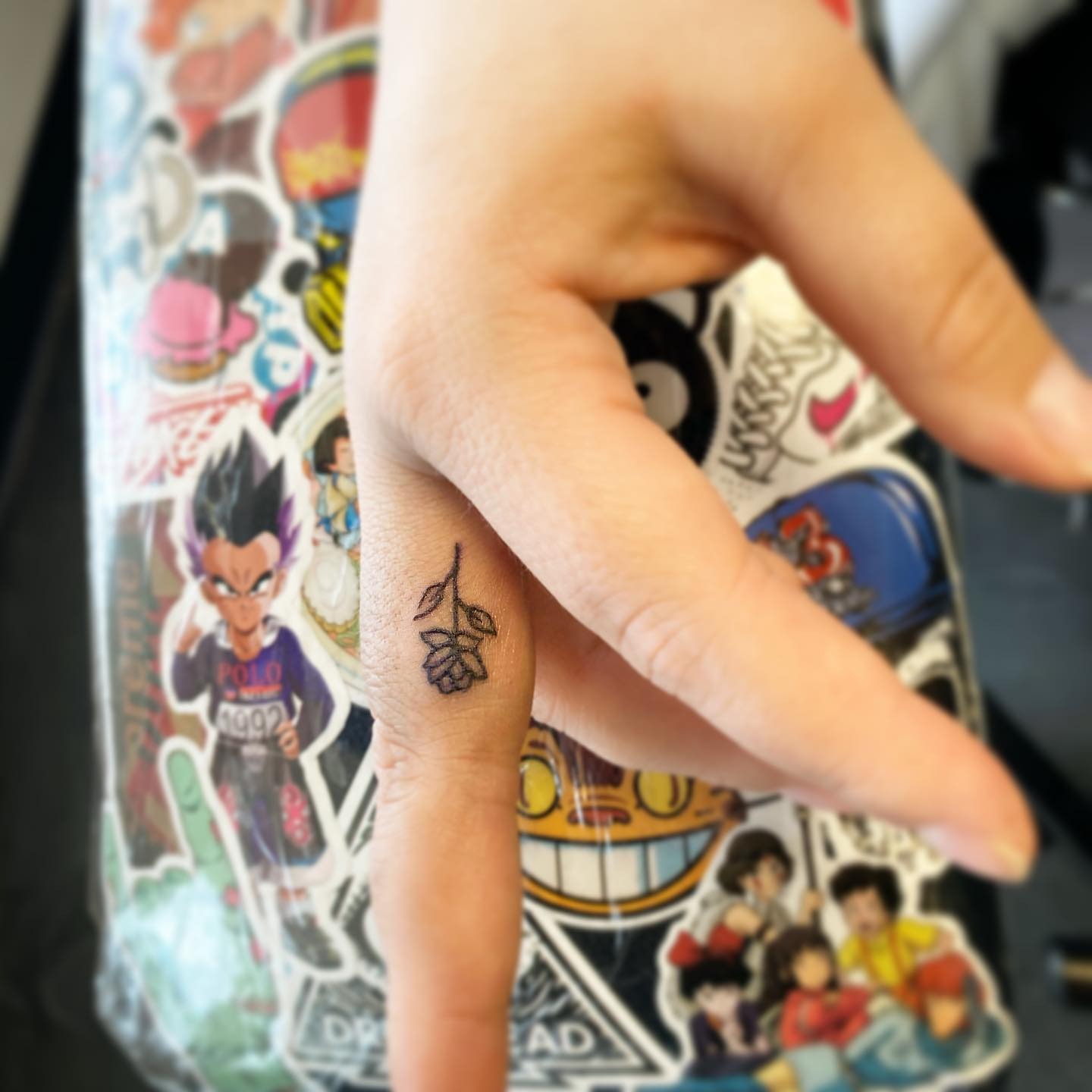 Delicate Celestial and Floral Finger Tattoos Tattoo Design
