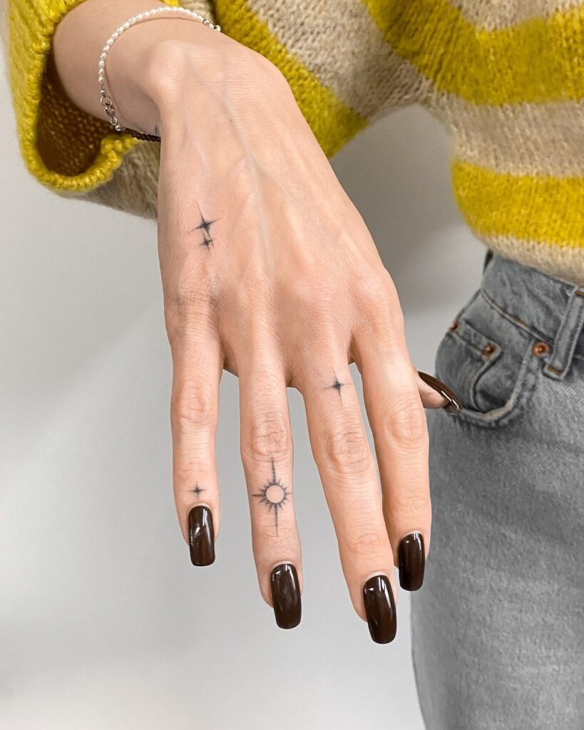Nature and Celestial Finger Tattoo Set Tattoo Design