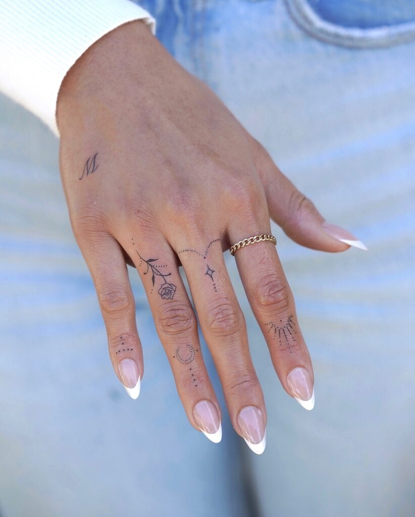Vibrant Floral Finger Tattoos Tattoo Design