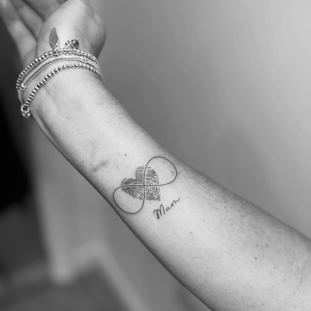 Symbolic fingerprint infinity tattoo for mom Tattoo Design