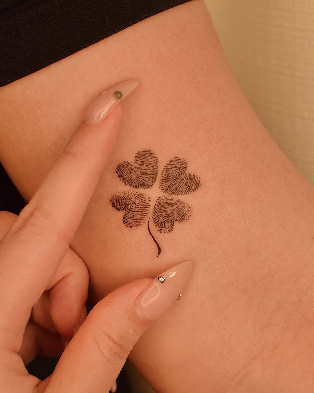 Unique Clover Design in Fingerprint Art Tattoo Design