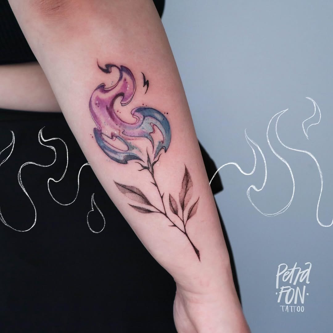 Beautiful floral fire tattoo for stunning aesthetics Tattoo Design